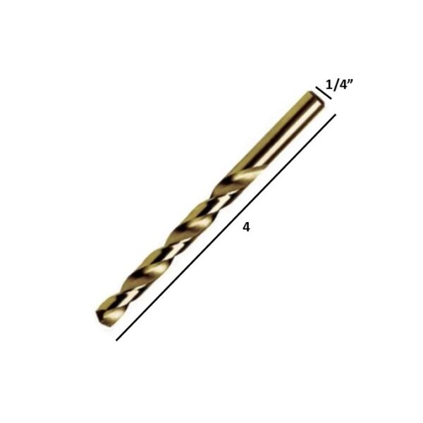 BROCA D/ZANCO RECTO FRACC 1/4"X4" A.A.V. PUNTA 135° COBALTO ACERO